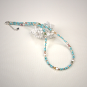 Turquoise Designed Pearl Chain - Light Blue